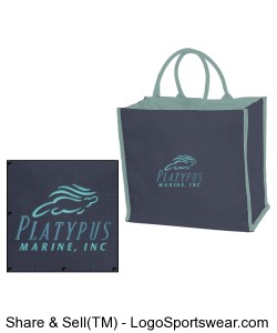 Platypus Marine Embroidered Jute Tote Bag with Cotton Lining Design Zoom