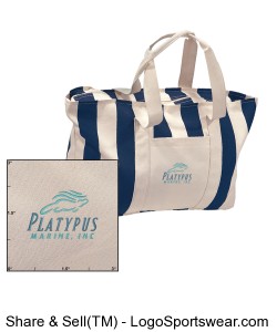 Platypus Marine Large Stripped Canvas Tote Design Zoom